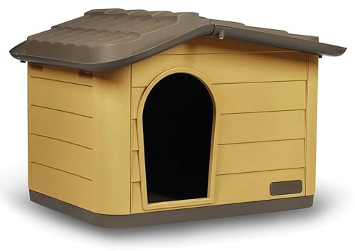 URBNLIVING Hundehütte aus Kunststoff für kleine mittelgroße Hunde, strapazierfähiger Innen- und Außenbereich, leicht abwischbare Oberfläche, Belüftung, leicht, tragbar, witterungsbeständig, 2 Größen