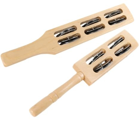 Gatuida 2 Stück Teiliges Holz Rhythmus Sticks mit Schellen Percussion Instrument für Fördert Hand Auge Koordination und Musikalische Kreativität und Schellen Rassel