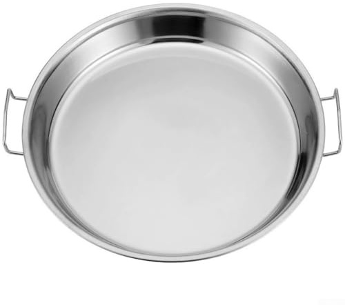 Parrilla de acero inoxidable y sartén para pizza con asa, bandeja de horno plateada de 26-38 cm para hornear, asar o servir, para una resistencia duradera al calor M (38 cm)