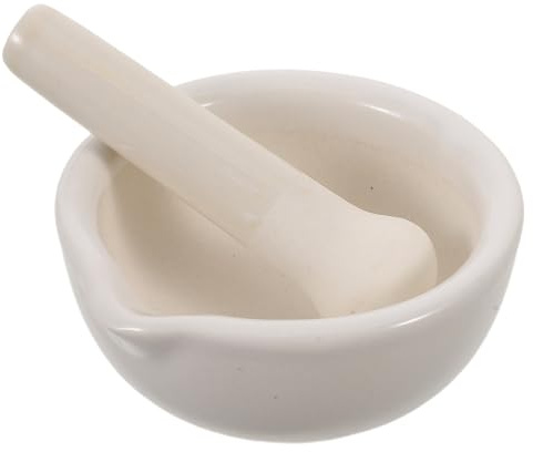 iplusmile Mortaio e Pestello in Ceramica Portatile 10 CM per Spezie Noci e Cereali Set da Cucina Manuale per Macinare e Preparare Burro Alimentare Ciotola per Macinare Alimenti e