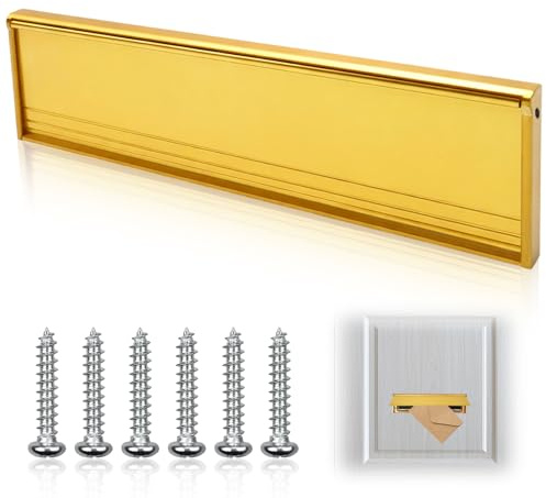 11.5 Door Letterbox Flap Cover Set Letter Box for Door with Draught Excluder Internal Brush & Sprung Letter Box Flap Letter Box Catcher for UPVC Composite Wood Doors Gold
