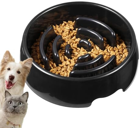 Anti-sling-skål | Anti-kvävnings-halkfritt foderpussel | Långsam hundskål med godishållare, för medelstora raser valpar kattunge katt mot gasbildning hälsosam ätning