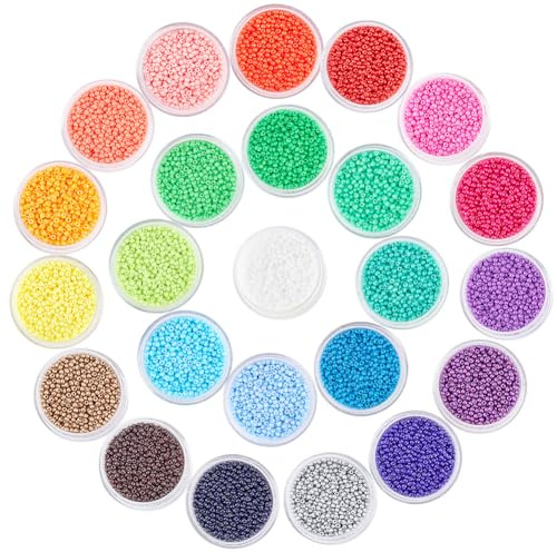 PandaHall 24000 Pcs 11/0 Mehrfarbige Perlen Glassamenperlen 24 Farben 2mm runde Ponyperlen Mini Spacer Perlen mit Behälter Box für Ohrring Armband Halskette Schmuck DIY Craft Making