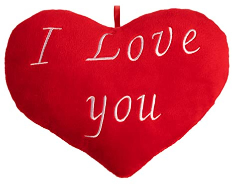 Deuba Coussin en Forme de cœur - Coussin brodé 26 cm Oreiller Moelleux Je t'aime