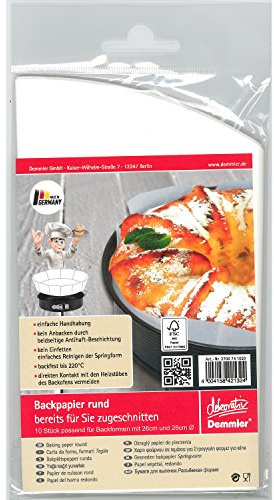 Demmler 3700741020 Backpapier Zuschnitte für Ø 26 & 28 cm Formen, Stück:12 Stück