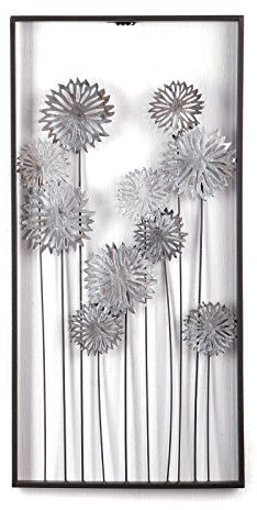 DESIGN DELIGHTS EINZIGARTIGE WANDDEKO Pure Flowers | Metall, 62 cm, Silber/braun | Wanddekoration Blumen