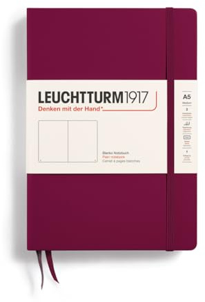 LEUCHTTURM1917 Notebook Medium (A5), inbunden, 251 numrerade sidor port röd, enkel
