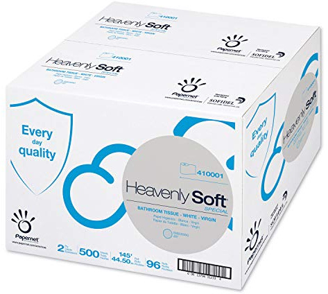 Papernet Heavenly Soft Toilet Tissue, Septic Safe, 2-Ply, White. 4.1-Inch x 146 ft, 500 Sheets/Roll, 96 RL/CT (410001)