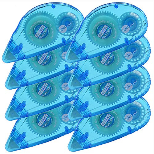 ZHONYEE Permanent Glue Tape Runner Double Sided Adhesive Scrapbook Runner Tape Roller - 0.3-inch by 360-Inch - Permanent Adhesive Dots Roller Applicator, Blue, 8 Pack