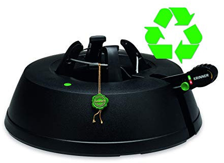KRINNER® Recycling Weihnachtsbaum Christbaumständer Green Line M Schwarz 36cm inkl. Fußpedal-und Einseiltechnik für Baumhöhe bis 2,5m & 2,5l Wassertank, Made IN Germany 94129