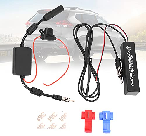 KSaAuto 12V Car Antenna Booster Stereo FM AM Radio Signal Amplifier Amp for Car Vehicle Truck SUV Boat Marine UTV RV Accessories FM Amplifier Audio Radio Stereo Media Head Unit Receiver Hidden Antenna