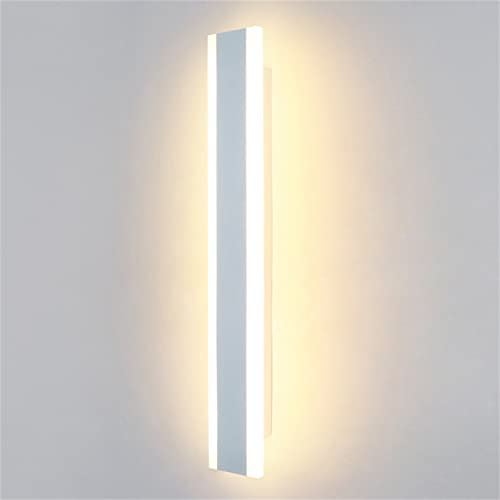 LED Lange Lichtleiste Wandlampen Innen Dimmbar Modern Wandleuchten 3 Farbtemperatur Einstellbar Aluminium Acryl Wandlicht Up Down Wandbeleuchtung Schlafzimmer Wohnzimmer Treppen (Weiß,60cm 28W)
