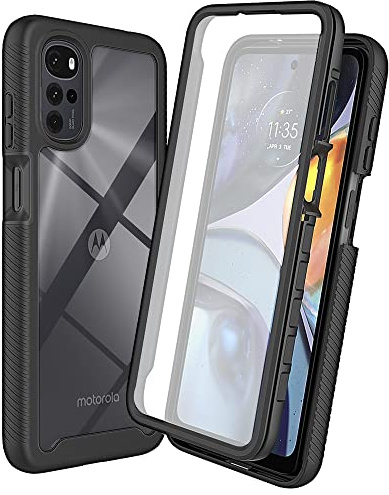 RonRun Funda Motorola Moto G22, Protector de Pantalla de Incorporado Protección de 360 ° a Prueba de Golpes Carcasa Funda para Motorola Moto G22 Negro