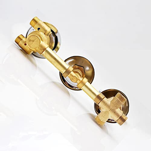 Mitigeur Thermostatique Laiton Monobloc G1/2 Colonne Mitigeur, Inverseur Robinet pour Salle Bain, 2/3/4/5 Voies, Cartouche Laiton, 3 Poignées, Sécurité Anti-brûlure (Filetage Vis 4 Sortie)