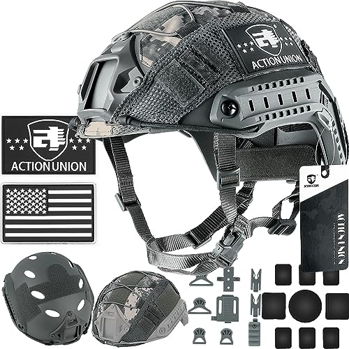 ACTIONUNION Airsoft Helmet Basic Set PJ Type Tactical Paintball Helmet (Medium, Grey)