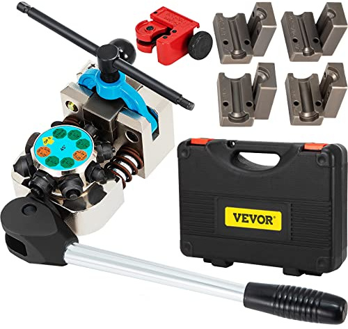 VEVOR Outil d'évasement de conduite de frein, simple, double et à bulles à 45° pour tubes 4,75 mm 6,35 mm 8 mm 9,5 mm adapté au métal souple des conduites en cuivre pour ateliers réparation automobile