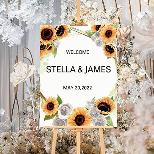 Sonnenblumen, individuelles Holzschild für Hochzeit, Willkommensschild, rustikales Holz, Hochzeitsempfang, Partyschild für Brautparty, Heirat, Verlobung, Party, Dekorationen, Hochzeitsgeschenk, 45,7