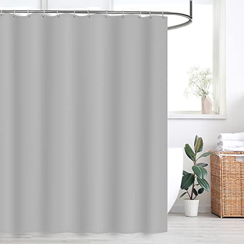 WELTRXE Duschvorhang, Basic Duschvorhänge mit Gewicht, 180x180 cm Textil aus Polyester Stoff, Anti-Schimmel Dusch Vorhang Wasserdicht Waschbar, Shower Curtains für Dusche und Badewanne Grau