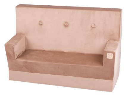 MISIOO FOLDIE Kindersofa – Couch aus Schaumstoff – Samt Kindercouch - Kinderzimmer Möbel – Kindermöbel – Elegant Mini Sofa mit Armlehnen – 100 x 40 x 52 cm - Gold
