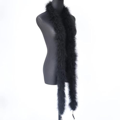 Weiße, flauschige Türkei-Federboa, 25 g, weicher Schal mit Truthahnbesatz, Hochzeitskostüm, Dekoration, Schal, 2 Yards, Schwarz, 2 Meter