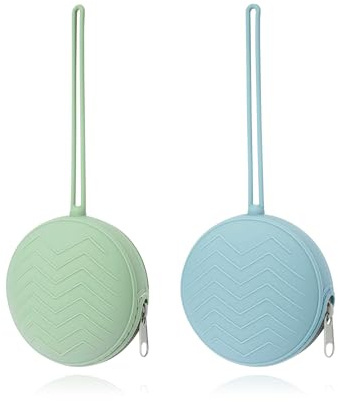SubTack Silicone Dummy Cases Set - 2 Pack Pacifier Holder Portable Dummy Holder Cases for Soothers, Dummies 0-6 Months, Newborn Essentials - Travel-Friendly, Blue and Green