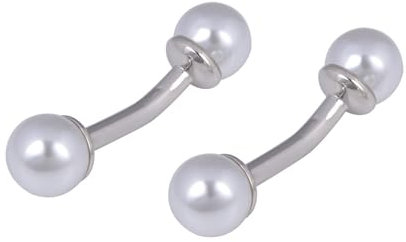 Manschettenknöpfe Hochzeit Silber, Manschettenknöpfe Herren Doppelte Perlen Messing Weiß Perle Manschettenknöpfe Hochzeit 10 MM