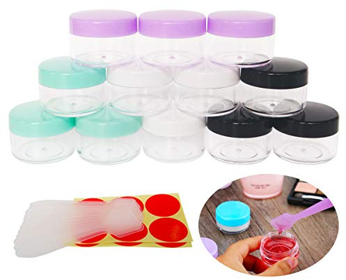 Wopanxye 12pcs 15g Probedöschen nailart 15ml Leerdose Kosmetikbehälter Cremedosen Schrauben klarer Tiegel Mini Dosen mit Schraubverschluss für Kosmetik, Lippenbalsam, Salben Pulver, Behälter Proben