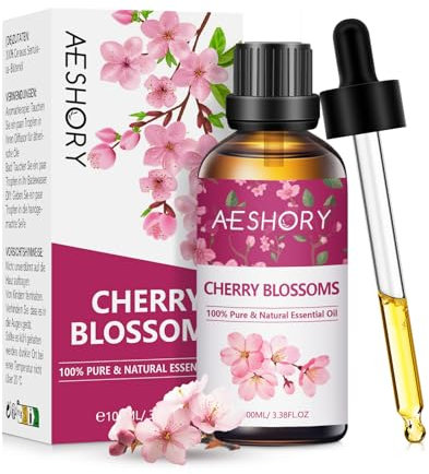 AESHORY Cherry Blossom Essential Oil 100ml, Pure Natural Cherry Blossom Fragrance Oil for Diffuser, Aromatherapy, Sleep, Relaxation, Skin Care, Perfume & Candle Making