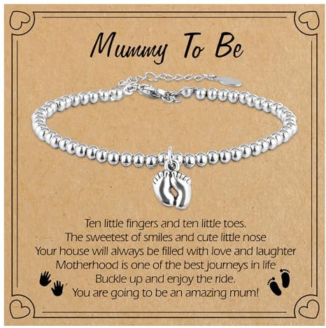 Mütter Armband,Stainless Steel Bead Bracelet Mum To Be Gifts Edelstahl Armband Mommy To Be Geschenk Mit Grußkarten,Geschenk Für Werdende Mütter für Werdende Mütter,Muttertag,Frischgebackene Mütter