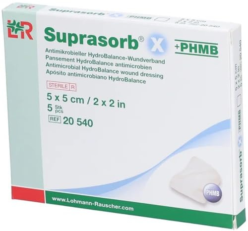 Suprasorb X+PHMB HydroBalance-sårförband, 5 x 5 cm, 5 stycken