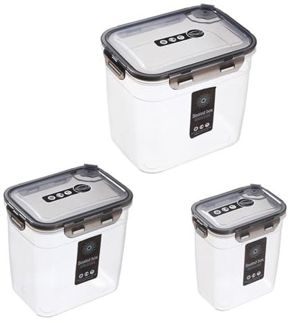Lkw Ogechi Contenitori Ermetici per Alimenti Microonde, Contenitore per Alimenti Trasparente da 3 Pezzi, Set di Scatole di Plastica Rettangolari con Coperchi, Contenitore Ermetico per Alimenti Grande