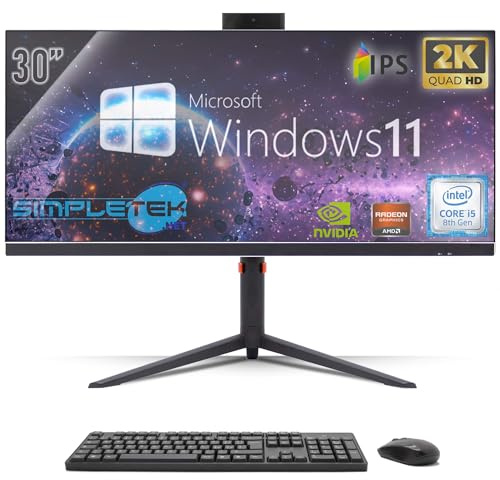 SIMPLETEK - All in One PC 30 IPS 2K Core i5 RTX 4060 8GB | Windows 11 Pro - 16GB DDR4 240GB SSD M2 + 2TB | All-in-One Gaming Desktop-PC WiFi6 HDMI