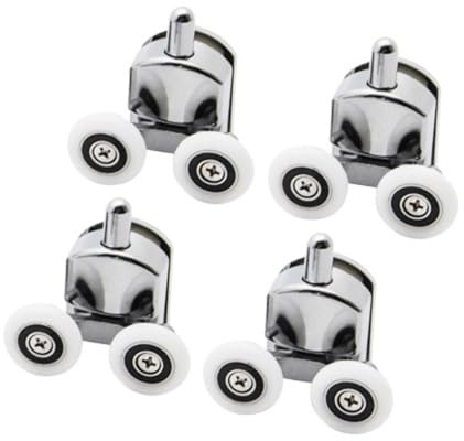 WANGZEYU Roulette Douche 8pcs 23mm/25mm/27mm Shower Door Rollers Zinc Alloy Double-Wheel Sliding Shower Door Roller Bearing Wheel Runners Replacement Roulette Porte Coulissante Douche(4pcs Down,23mm)