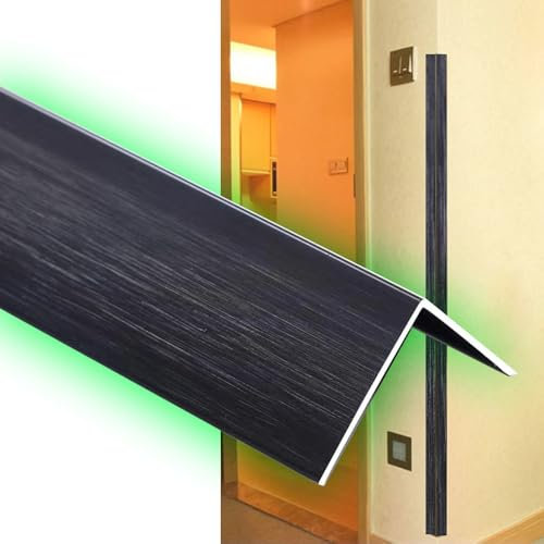 QSPNVFB Metall Eckschutzprofil Winkelprofil Selbstklebend Kantenschutzprofil, Aluminium Kantenleiste Kanten Trim Für Wand Fliesen Kantenschutz(Black,L 90 x W 1CM(36 x 2/5))