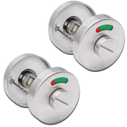 2 Set di Bulloni Rotanti Con Serratura per Porta del WC, Catenaccio Indicante Con Maniglie per Porte Interne di Servizi Igienici e Bagni