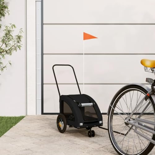 LAPOOH Fahrradanhänger Hunde Schwarz Oxford-Gewebe und Eisen, Fahrrad Anhänger, Lastenanhänger, Handwagen, Fahrrad-lastenanhänger, Lastenfahrrad - 93975