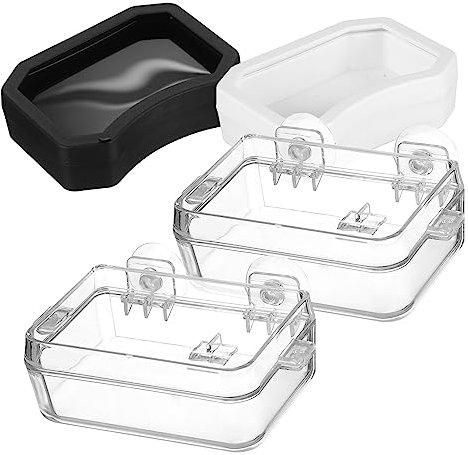 Levemolo 2stücke Teiliges Reptilien Futternapf Mit Starkem Saugnapf Ausbruchssicherer Transparenter Futter Wasserschale Für Bartagamen Echsen Und Chamäleons Geeignet Für Glatte Oberflächen