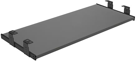 FIX&EASY Tastaturauszug Up&Down, Tastaturablage 600X300mm anthrazit Dekor, Auszugschienen mit Einrastfunktion höhenverstellbar schwarz 300mm, Set Ablage und Auszug mit Verriegelung für Tastatur Maus