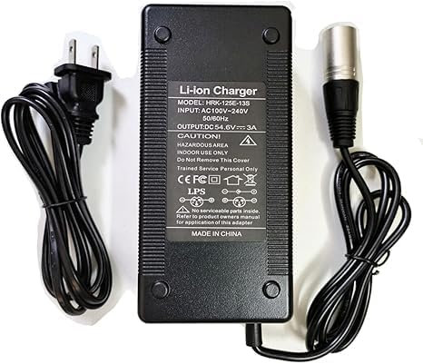 Abatinvo 48V Electric Bike Scooter Charger 3-Pin XLR for Heybike Mars/Ranger, Ecotric Hammer 48V Fat, Rad Power eBikes, Raleigh, Pedego eBikes, Freego Scooter [7.5 ft Long Cord]