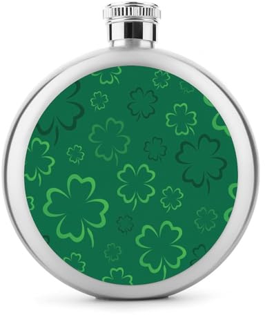Flasque À Alcool En Acier Inoxydable Trèfle Vert Hip Flask Flasque De Whisky Flacon De Hanche 9x9cm