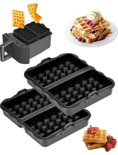 2 Stück Waffeleinsatz Heißluftfritteuse Zubehör, Waffel Zubehör für Ninja AF400EU AF451EU SL400EU AF500DE, Waffel Air fryer Zubehör Silikonform wiederverwendbar, Belgische Waffeln Silikon Zubehör