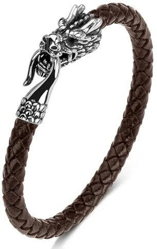 jtkhaweh Good Armband, Armband, Schmuck, Damen Und Herren Lederschmuck Punk Rock Männer Lichtecht Seil Drachen Leder Armband Vintage Manschette Bettelarmband Kaffee