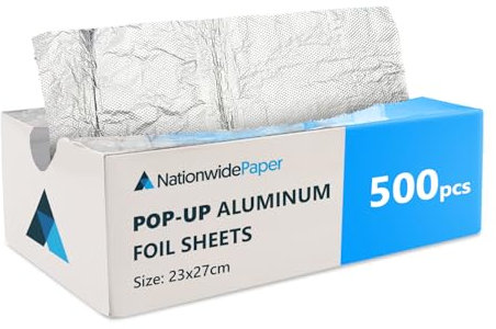 Nationwide Paper Precut Aluminum Foil Sheets in 500-Pack (23cm x 27cm) – Perfect for Baking, Grilling, and Food Wrapping