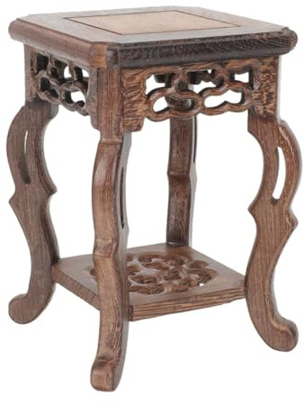 MAGICLULU Wooden Plant Holder and Square Plant Stand 9x13cm Small Size Chicken Wing Wood Base for Indoor Balcony Succulent Pot Display and Flowerpot Pedestal