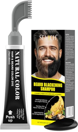 Gowwim Beard Dye Shampoo for Men with Comb, Plant-Based Formula, It Is Gentle and Non-irritating, Covers Gray Hair, And Is Easy to Use. 80 Ml