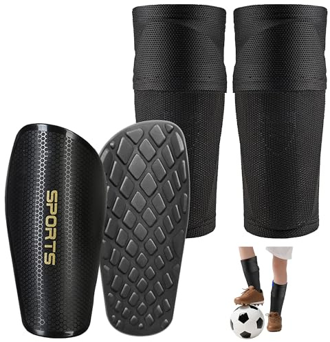 Chumix Schienbeinschoner Kinder Fussball, Schwarz, 16.5cm×8cm | Stutzen mit Optimierter Einstecktasche, Schienbeinschoner Fußball Herren, um Sportverletzungen zu Vermeiden