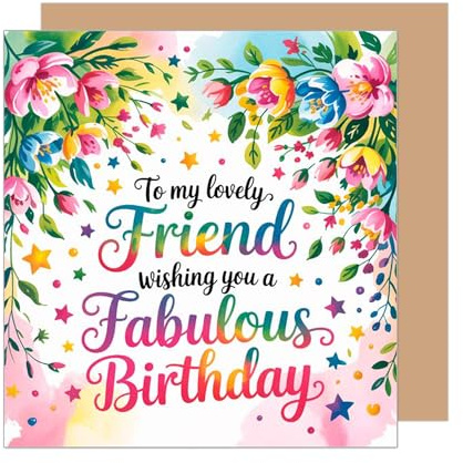 Edition Seidel Premium quadratische Geburtstagskarte mit Umschlag. Glückwunschkarte zum Geburtstag Happy Birthday Karte mit englischem Text Mann Frau Freundin Freund Blumen (GQ459 SW025)