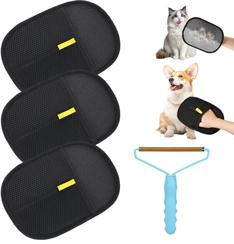3 Pcs Fellmagnet Katzenhaarentferner Handschuh Tierhaarentferner Handschuh Katzenhaarentferner Mit Tierhaarentferner Geeignet Zum Kämmen Von Tierhaaren,Reinigen Von Möbeln,Kleidung Und Teppichen