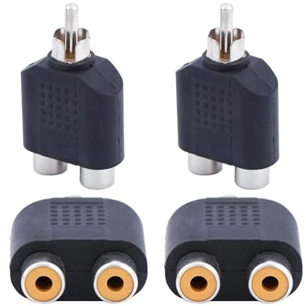 MOUDOAUER Y RCA Right Angle Splitter Adapter 2 Female to 1 Male RCA Audio Speaker Splitter Cable, Pack of 4