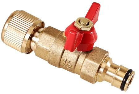Begonia Raccord en laiton avec valve de régulation, raccord de tuyau d'arrosage avec valve d'arrêt, raccord de tuyau pour conduites d'eau 1/2, tuyau d'arrosage, pompes, réservoirs d'eau